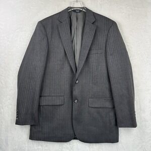 Pronto Uomo Platinum Mens 42 Long Wool Dark Gray Herringbone Suit Jacket  EUC‎